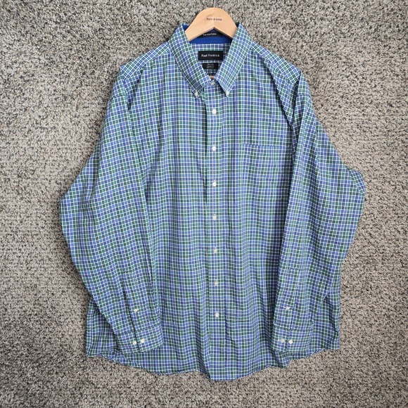 Paul Fredrick Other - Paul Fredrick Dress Shirt Mens 18.5 36 Blue Non Iron Cotton Button Classic Fit